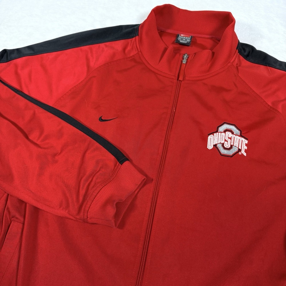 Nike Team Ohio State Buckeyes Jacket Mens XLarge Full Zip Red Swoosh Logo